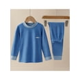 thumbnail image 3 of Raenseen Kids Thermal Underwear Set Girls Boys Warm Long Sleeve Undershirt Tops Fleece Leggings Long Blue 160, 3 of 7