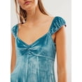 thumbnail image 4 of Pudcoco Robe d'Été en Velours Sans Manches pour Femme, Couleur Unie, Encolure Cœur, Mini Plissée, Robe Trapèze, 4 of 5