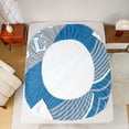 thumbnail image 6 of Feelyou Modern Rugby Football Twin Sheet Sets, Cartoon Soccer Helmet Twin Fitted Sheet, Blue Grey Abstract Stripes Flat Sheet, Luxury Bedroom Decor, 3pcs, 6 of 8