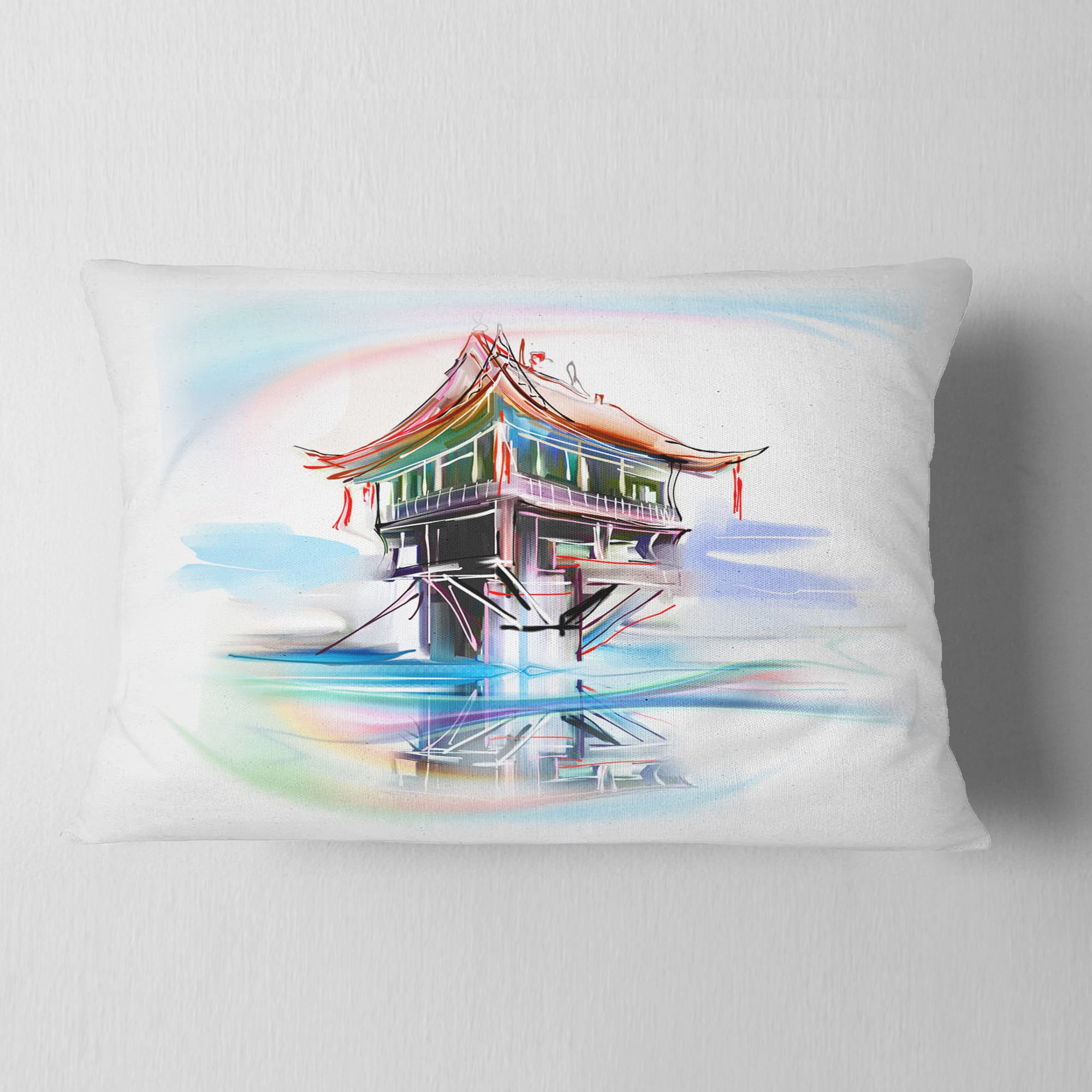Designart Pagoda in Vietnam - Abstract Throw Pillow - 12x20
