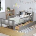 thumbnail image 6 of Twin Bed Frame for Kids, SHINPT Twin Size Bed Frame with Headboard Storage Rack, Storage Bed Frame with Two Under-Bed Drawers, Bed for Kids with three-Side Guardrails, White, Pink, Gray, Walnut, 6 of 9