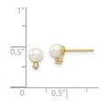 thumbnail image 2 of 14k Solid Gold 4-5mm White Round Fw Cultured Pearls Cubic Zirconia Post Earrings 6.17x4.48mm Stud Earring for Women, 2 of 2