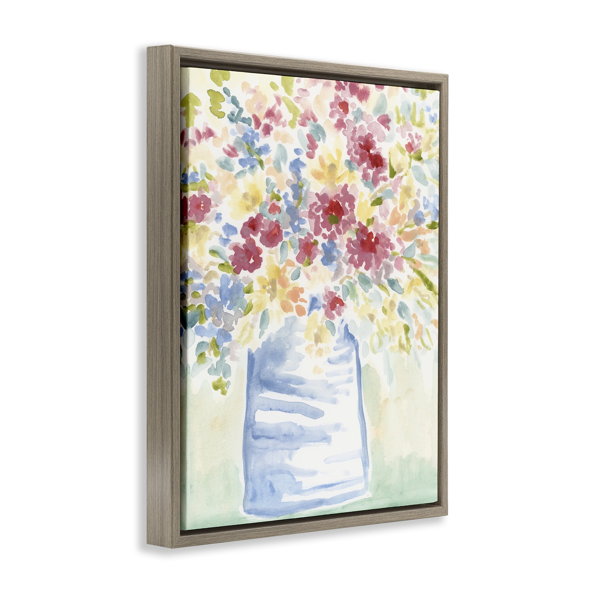 Stupell Industries Soft Country Blossoms Plants & Flowers Painting Brown Floater Framed Canvas Art Print Wall Art, 25 x 31