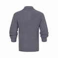 thumbnail image 3 of Mens Sweater Cable Knit Polo Collar Sweaters for Fall Winter Gray 2XL, 3 of 4