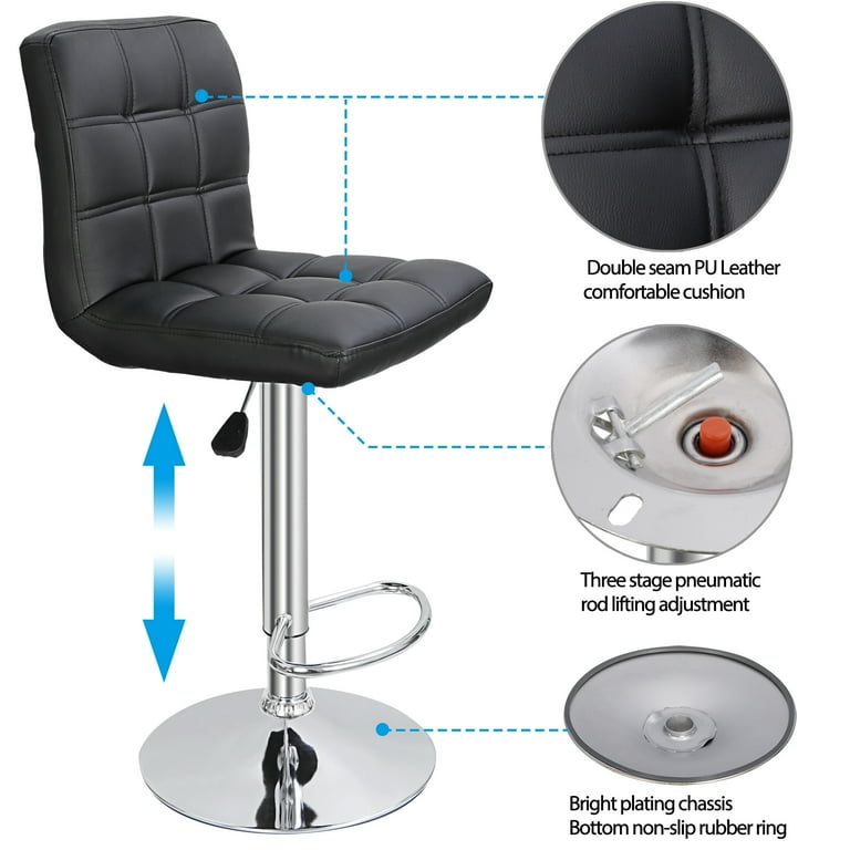 ZenSports Indoor Counter Metal Back Barstools Set of 4 Height Adjustable Swivel PU Leather Black Walmart