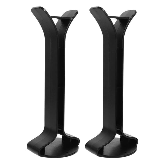 Milisten 2pcs Black Abs Desktop Headphone Holder Stand with Groove Design