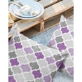 thumbnail image 2 of Pack of 2 Outdoor Pillow Covers, Geometric Morocco Quatrefoil Lattice Purple Grey Waterproof Square Throw Pillowcase Cushion Decorative Pillow Covers for Couch Patio Tent, 18x18 in, 2 of 6
