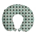 thumbnail image 1 of Abstract Travel Pillow Neck Rest, Repeating Retro Stars Squares Geometrical Argyle Inspired Symmetrical Pattern, Memory Foam Traveling Accessory Airplane and Car, 12", Taupe and Teal, by Ambesonne, 1 of 2