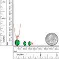thumbnail image 2 of 18K Rose Gold Plated Silver Green Nano Emerald and White Topaz Pendant and Earrings Jewelry Set for Women (4.29 Cttw, Gemstone Birthstone, Oval 11X9MM and 8X6MM with 18 inch Silver Chain), 2 of 3