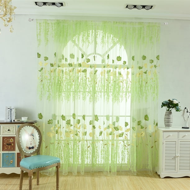 Cortina de gasa con estampado de flores Galsang, cortina floral translúcida para ventana, paneles de cortina para habitación, cortinas de tul divisor de habitación Inevent JJ11441-07