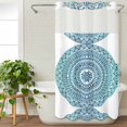 thumbnail image 3 of Turquoise Boho No Hook Shower Curtain Waterproof, Bathroom Curtains with Snap in Liners and See Through Top Window, Retro Ethnic Teal Geometric Aesthetic Hotel Style Bathtub Curtains Shower 36"Wx72"L, 3 of 8