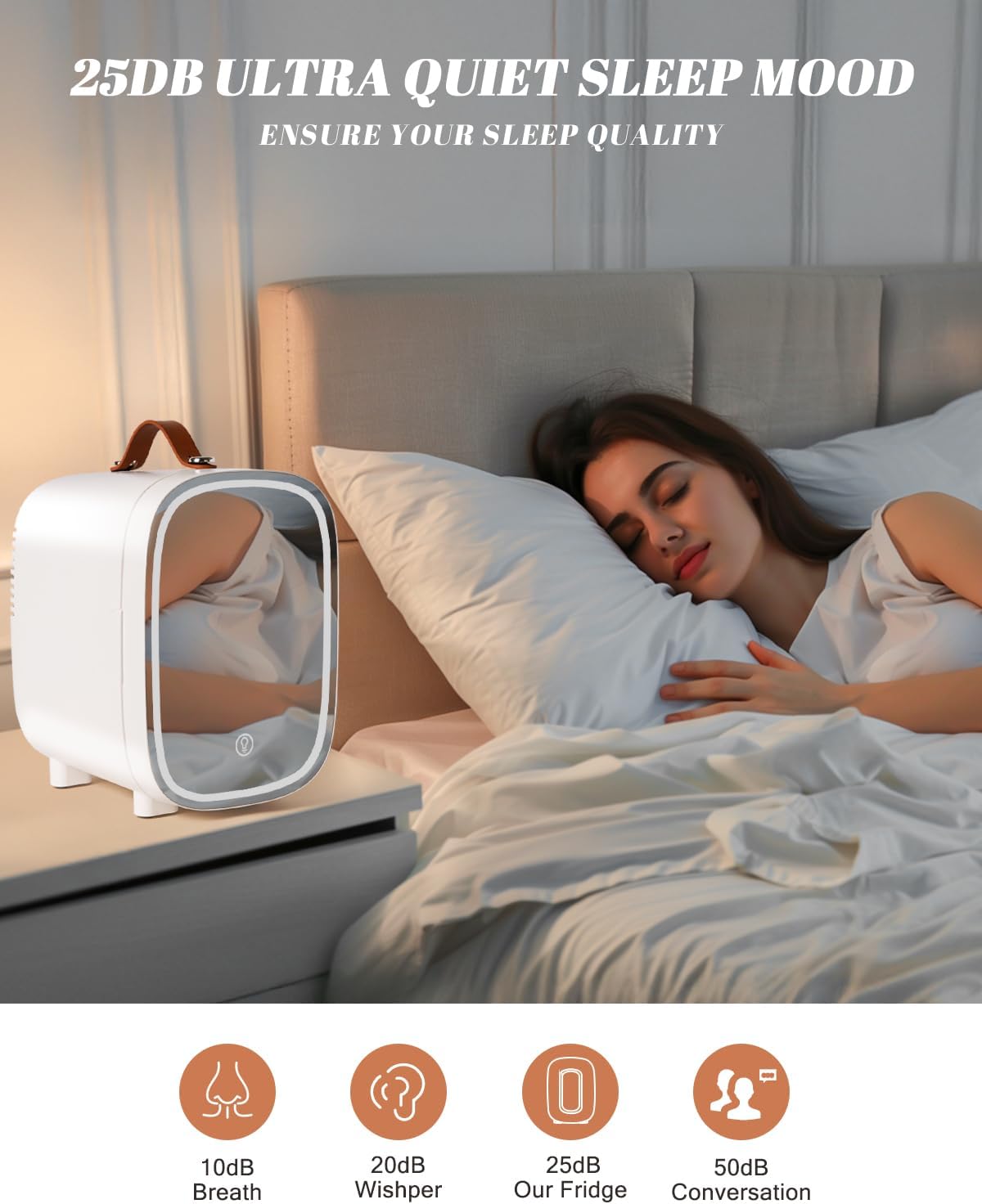 Fridge for Bedroom, 4 Liter Skincare Cooler with LED Mirror, Portable  Refrigerator for Drinks Makeup Dorm Office Car