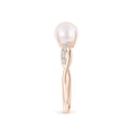 thumbnail image 3 of ANGARA Japanese Akoya Cultured Pearl Twist Shank Ring with Diamonds in 14K Rose Gold for Women | June Birthstone, Birthday, Anniversary, Jewelry Gift for Women | Pearl Ring, 3 of 9