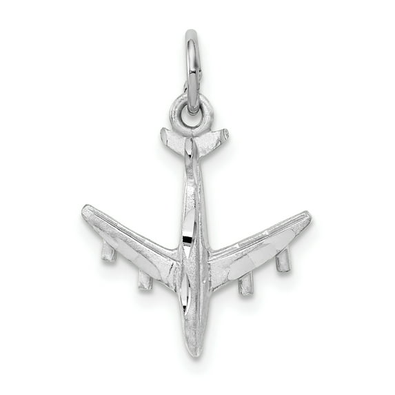 Designer 14K White Gold 3-D Airplane Charm (Length=21.5) (Width=16) Made In United States -Jewelry By Sweet Pea Creations