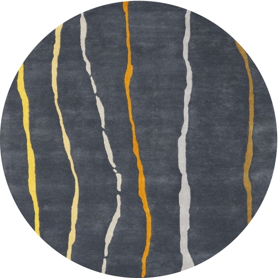 Ahgly Company Indoor Round Contemporary Cloudy Gray Abstract Area Rugs, 7' Round