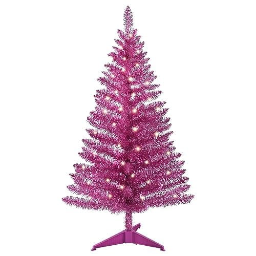Árbol de Navidad con forma de ojo de sanguijuela iluminado, artificial, rosa, 120 cm