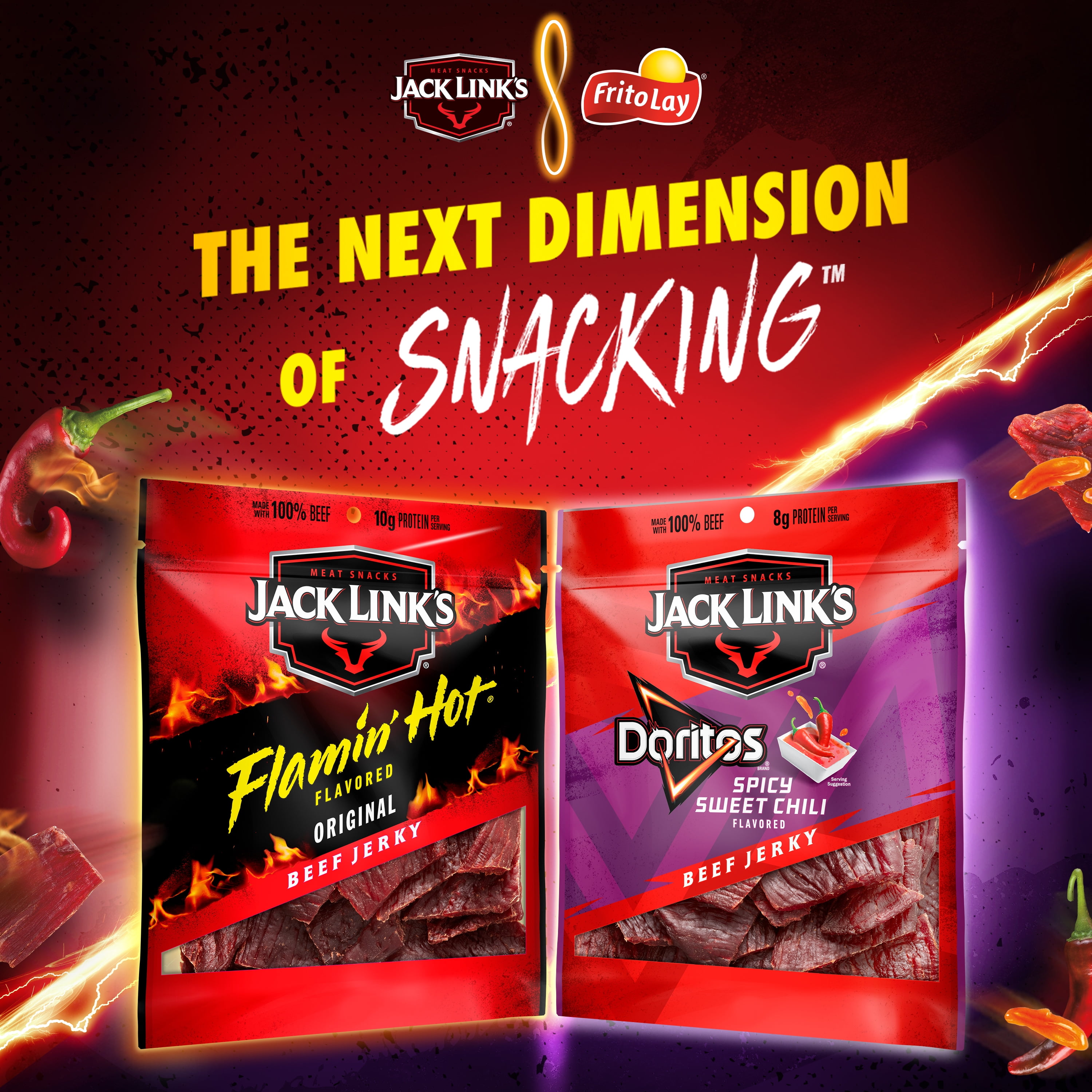 (3 pack) Jack Link’s® Doritos® Spicy Sweet Chili Flavored Beef Jerky, 2.65 oz