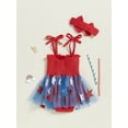 thumbnail image 4 of Okbabeha 4th of July Baby Girl Outfits Toddler Fourth of July Romper Dress American Flag Strap Tulle Bodysuit Tutu Dress Summer Independence Day Clothes, 4 of 8