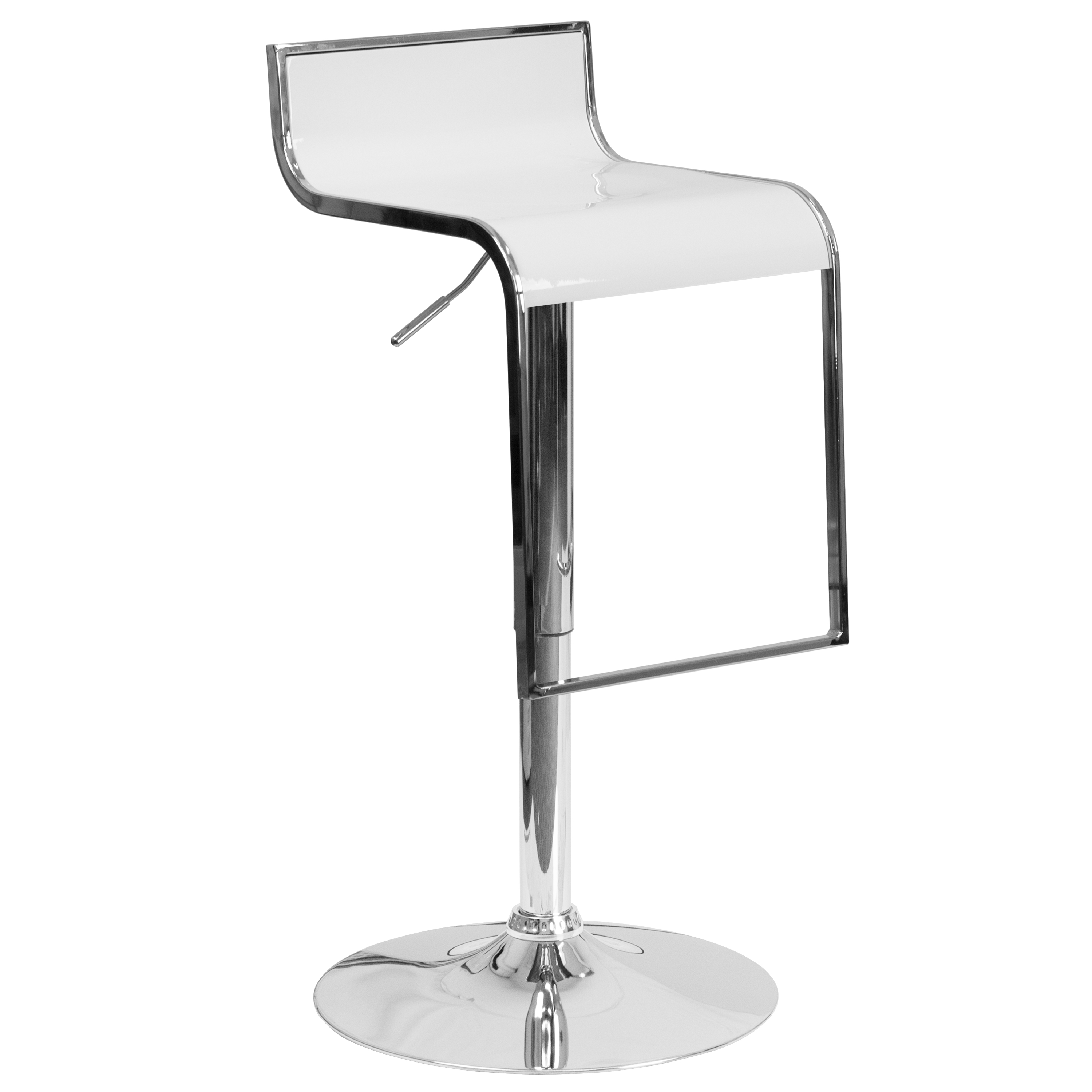 Flash Furniture Contemporary White Plastic Adjustable Height Barstool with Chrome Drop Frame - image 2 of 6