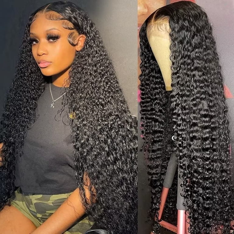 Curly full lace wig 28” Deep Curly Long Wig 28-40 Inch Long Black Hair Lace Front Wig main image 2