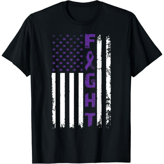 Fight Alzheimer's Dementia Awareness American Flag T-Shirt