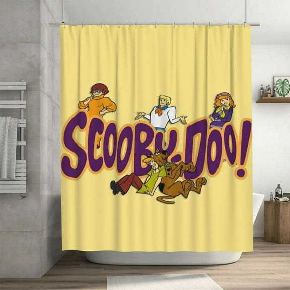 Scooby Doo Shower Curtain, Lovely Cartoon Shower Curtains Set for Kids Boys Girls College Dorm Bathroom, Waterproof Restroom Bathtub Decor Accessories with 12 Hooks 72X72 Inch Iron
