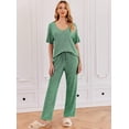 thumbnail image 3 of Ekouaer Lounge Sets for Women Ribbed Pajama Set Short Sleeve Top and Long Pants Set with Pockets Sleep Set, 3 of 5