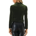 thumbnail image 3 of INSPIRE CHIC Women's Velvet Notched Lapel Zipper Cropped Motorcycle Jacket S Army Green, 3 of 5