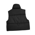 thumbnail image 4 of Htigea Women's Puffer Vest Lightweight Stand Collar Sleeveless Jackets Full Zip Padded Cropped Coats Black L, 4 of 5