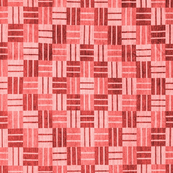 Ahgly Company Machine Washable Indoor Square Abstract Red Modern Area Rugs, 5' Square