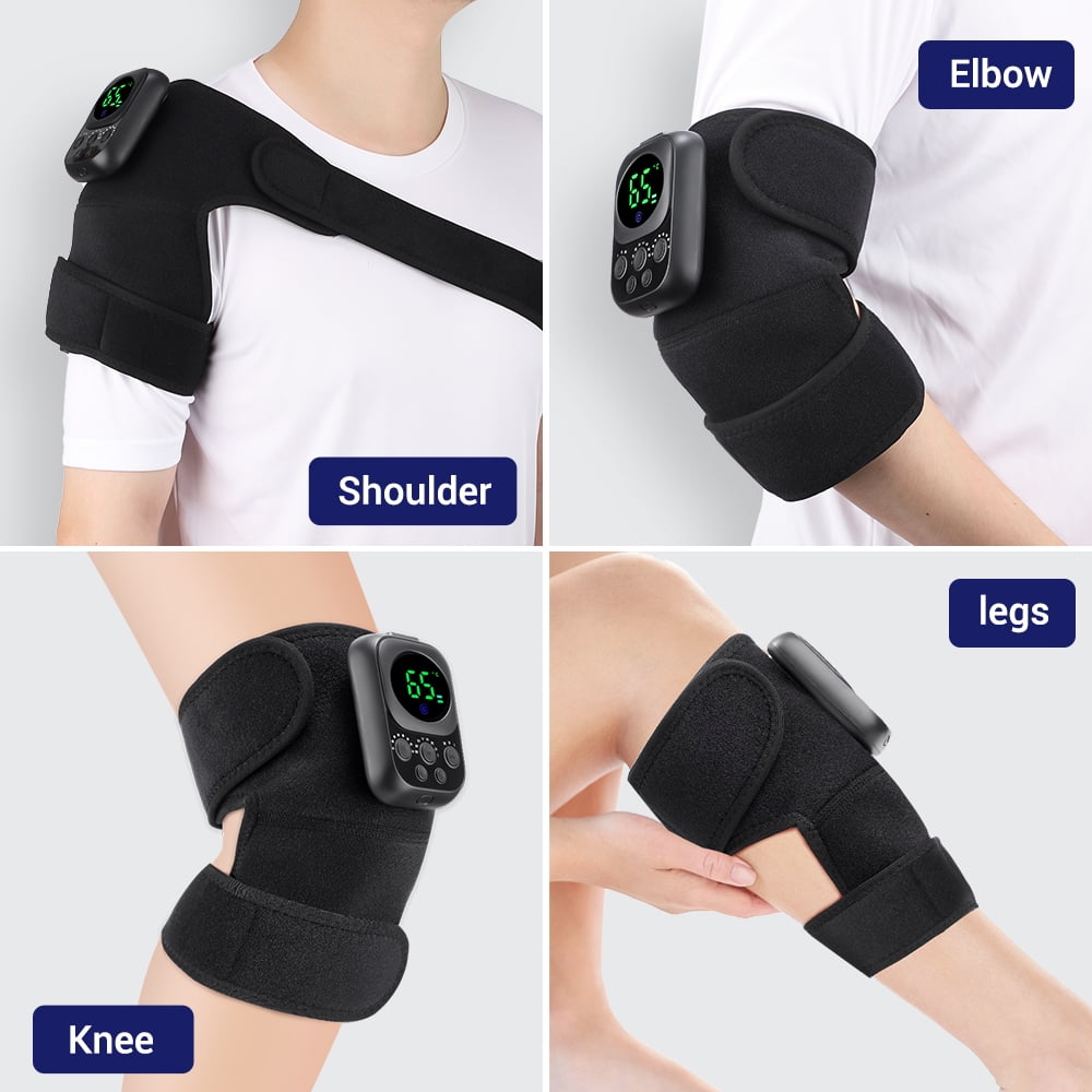 Cordless Heating Knee Massager, 3 in1 Wraps for Knee Shoulder Elbow, Heating Pad with 3 Level Force and 6 Temperature Levels, Relieve Joint Pain And Pressure, Suitable For Office, Study