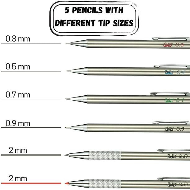 Mechanical pencil best sale eraser sizes