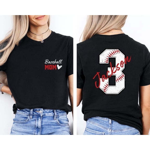 Baseball Mom T-Shirt,Custom Baseball Mom Shirt,Personalized Baseball Gift for Mom,Baseball Mom Gift,Senior Baseball Mama Tee,Baseball Custom