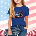 thumbnail image 2 of Girls Patriotic American Flag Graphic Tee Short Sleeve 4th of July T-Shirt Dark Blue for Kids Little Girl Kids,Size 5-6 T, 2 of 7