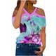 thumbnail image 1 of Camiseta de manga corta con hombros descubiertos y cuello en V con estampado de mariposa informal para mujer a la moda Fridja  hjk5100, 1 of 5