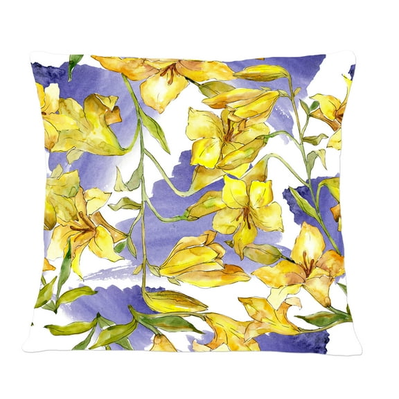 Designart Retro Handdrawn Poppies V' Mid-Century Modern Throw Pillow - 12x20