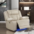 thumbnail image 2 of OakvillePark Orinthal Faux Leather Power Reclining Chair with LED and Charging Ports, Beige, 2 of 17