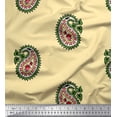 thumbnail image 1 of Soimoi Crepe Silk Fabric Paisley Block Printed Fabric 1 Yard 42 Inch Wide, 1 of 3