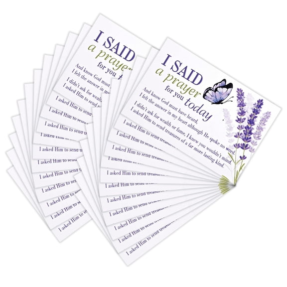 Dicksons Lavender Butterfly - I Said A Prayer, White/Purple 3 x 2 Inch Paper Itty Bitty Blessings Pocketcard, Pack of 24