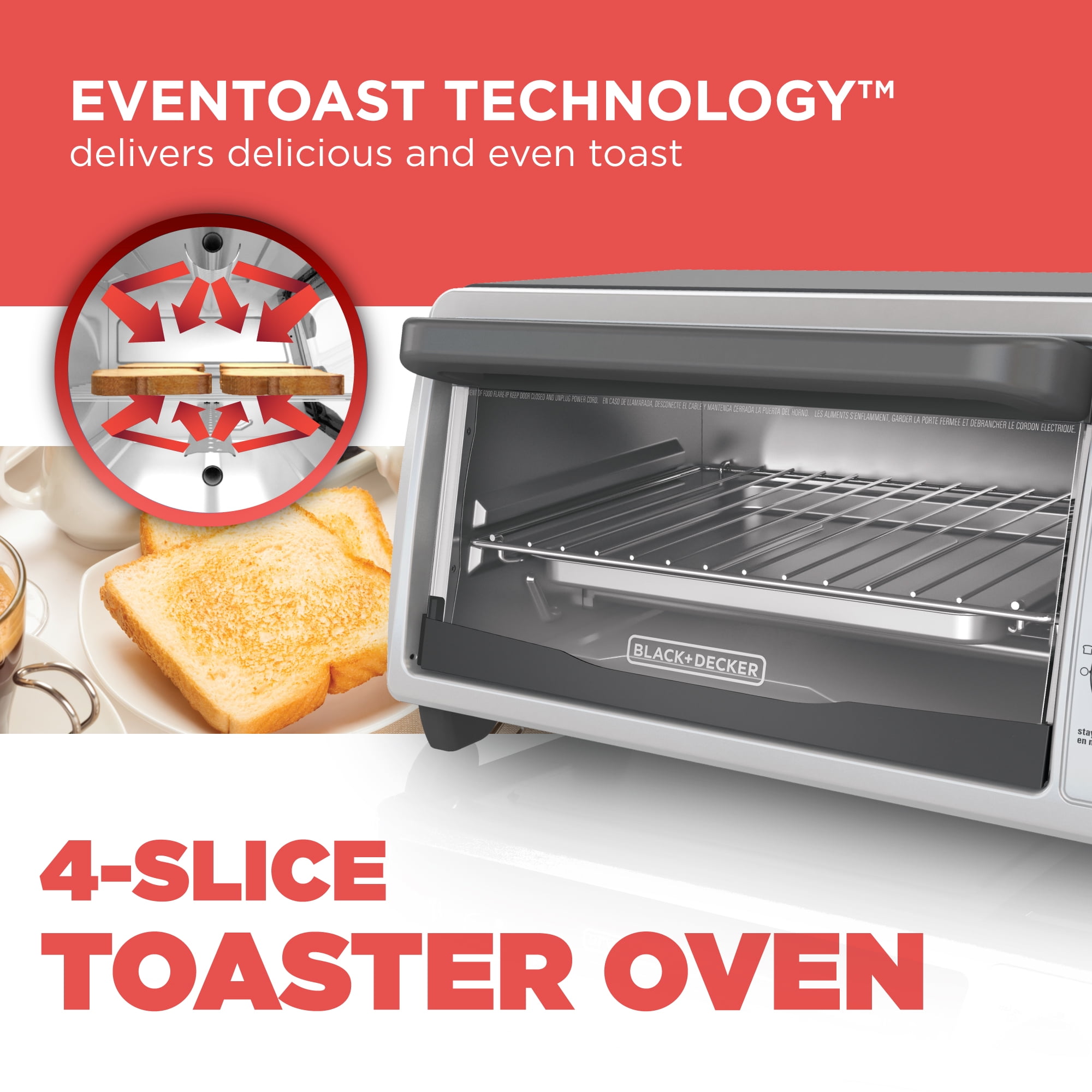 BLACK+DECKER 1150 W 4-Slice Stainless Steel Convection Toaster Oven with  Built-In Timer TO1750SB - The Home Depot