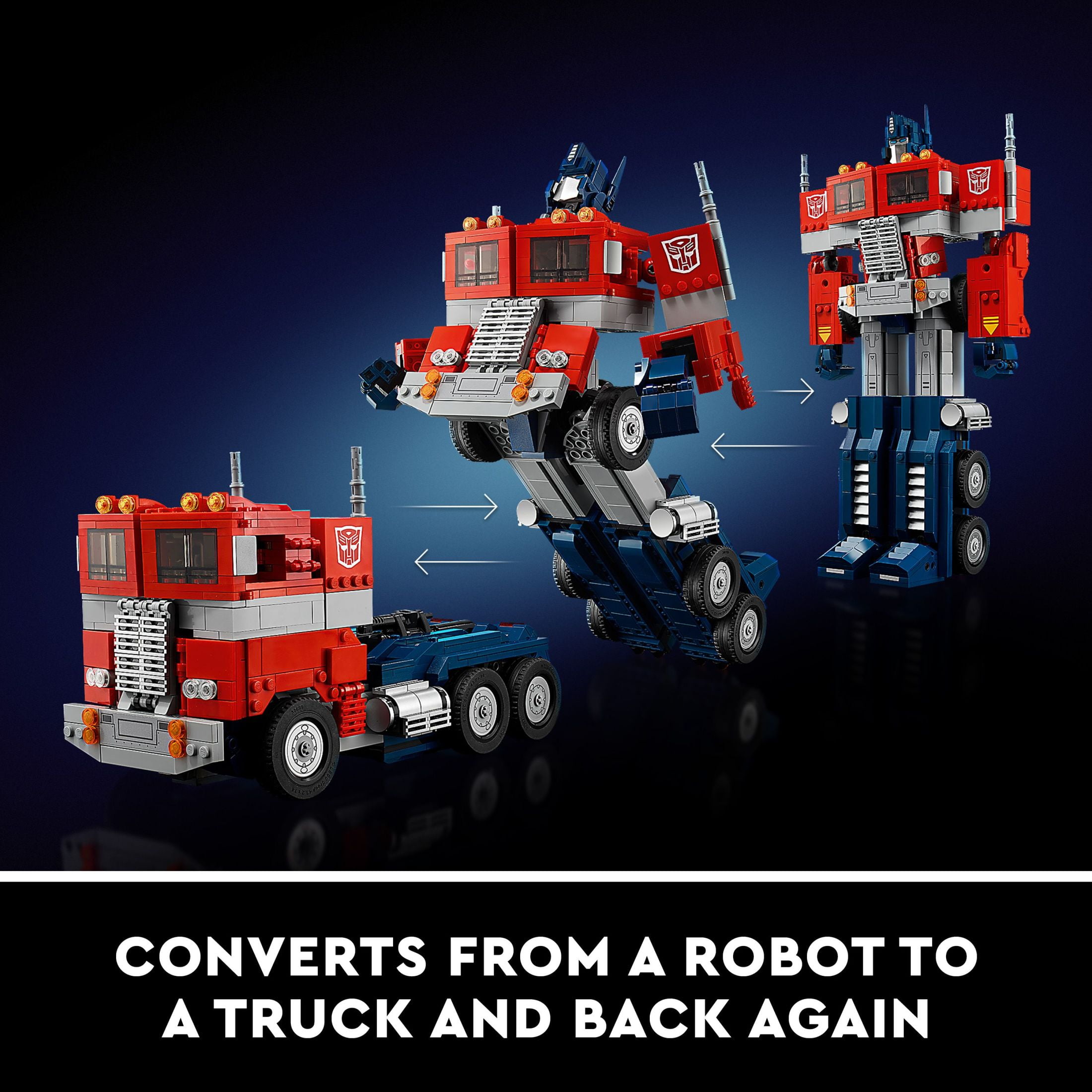 LEGO Icons Optimus Prime 10302 Transformers Figure, Collectible 2-in-1 Robot and Truck Model Building Kit for Adults, Great Gift Idea