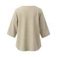 thumbnail image 6 of Turilly Women's Casual Cotton Linen 3/4 Sleeve Button Up T-Shirts Solid Color Loose Fit Open Front Top with Pockets, 6 of 6