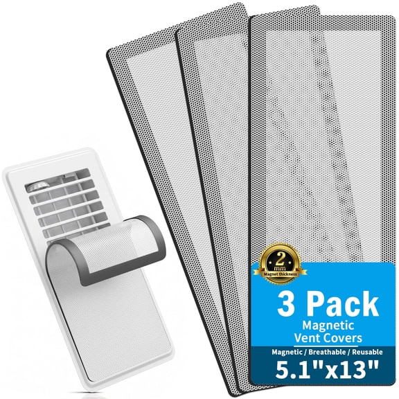 ouhos 3 Pack 5.1 x 13 Inch Strong Magnetic Vent Covers, Decorative Vents Cover for Floor Standard Air Registers for Wall and Ceiling Register Homes and RV HVAC(White)