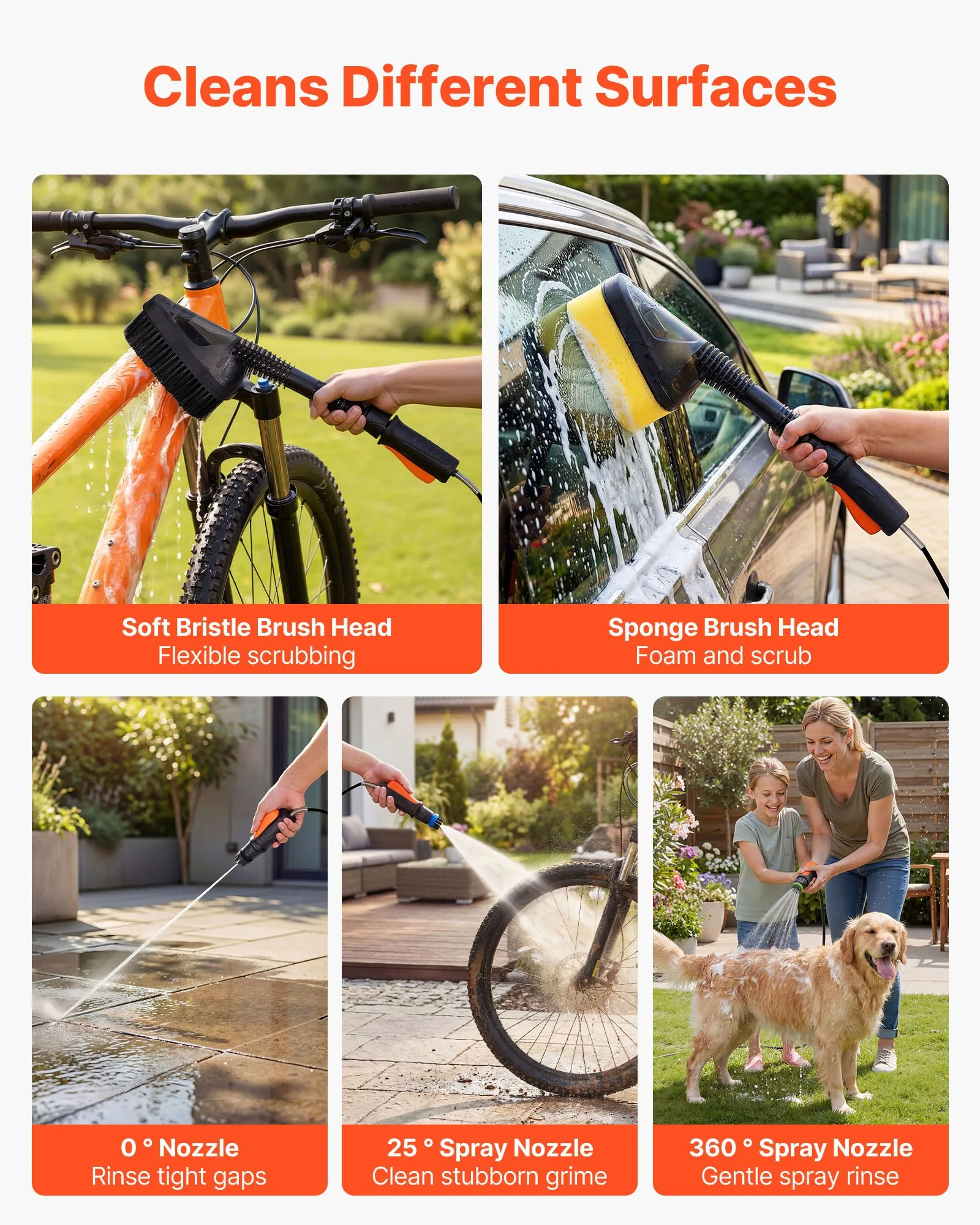 Portable Cordless Pressure Washer with 2.64 Gal Tank, Foldable Power Washer 109 Max PSI 0.79 Max GPM, 3 Nozzles,Flexible 78.7 in Hose, Type-C Charging, for Bike Cleaning, Patio, Camping, Garden