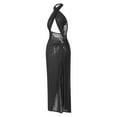 thumbnail image 5 of Women Club Beach Dress Sleeveless Cross Halter Neck Backless Cutout Split Hem See-Through Long Dress, 5 of 6