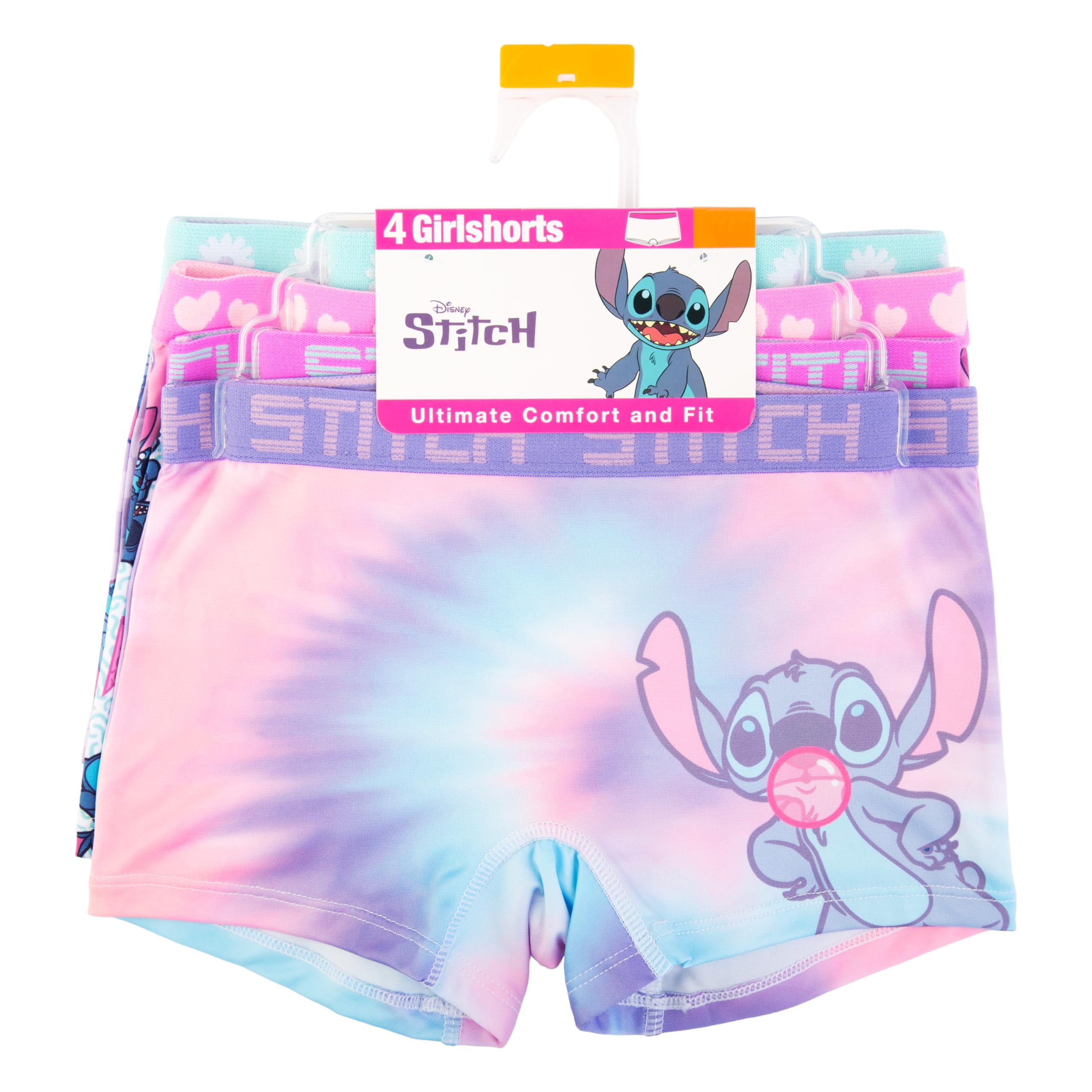 Stitch Girls Boyshort Character Underwear, 4-Pack, Size 4-10