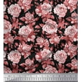 thumbnail image 1 of Soimoi Cotton Poplin Fabric Leaves & Rose Flower Print Fabric by Yard 56 Inch Wide, 1 of 1