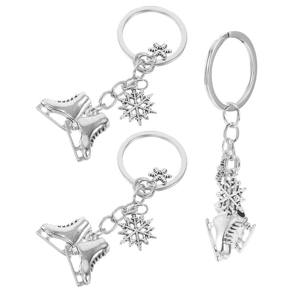 unbranded 3pcs Snowflake Ice Skating Shoes Charms Keychains Zinc Alloy Key Holders Multi-Use Key Pendants for Winter Sports Keychains Backpack Ornaments