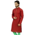 thumbnail image 4 of Atasi Men's Casual Linen Long Kurta Red Ethnic Designer Shirt Wear-X-Large, 4 of 8