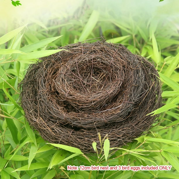Bird Nest Crafts with 3 Bird Eggs H andmade Easter Rattan Bird